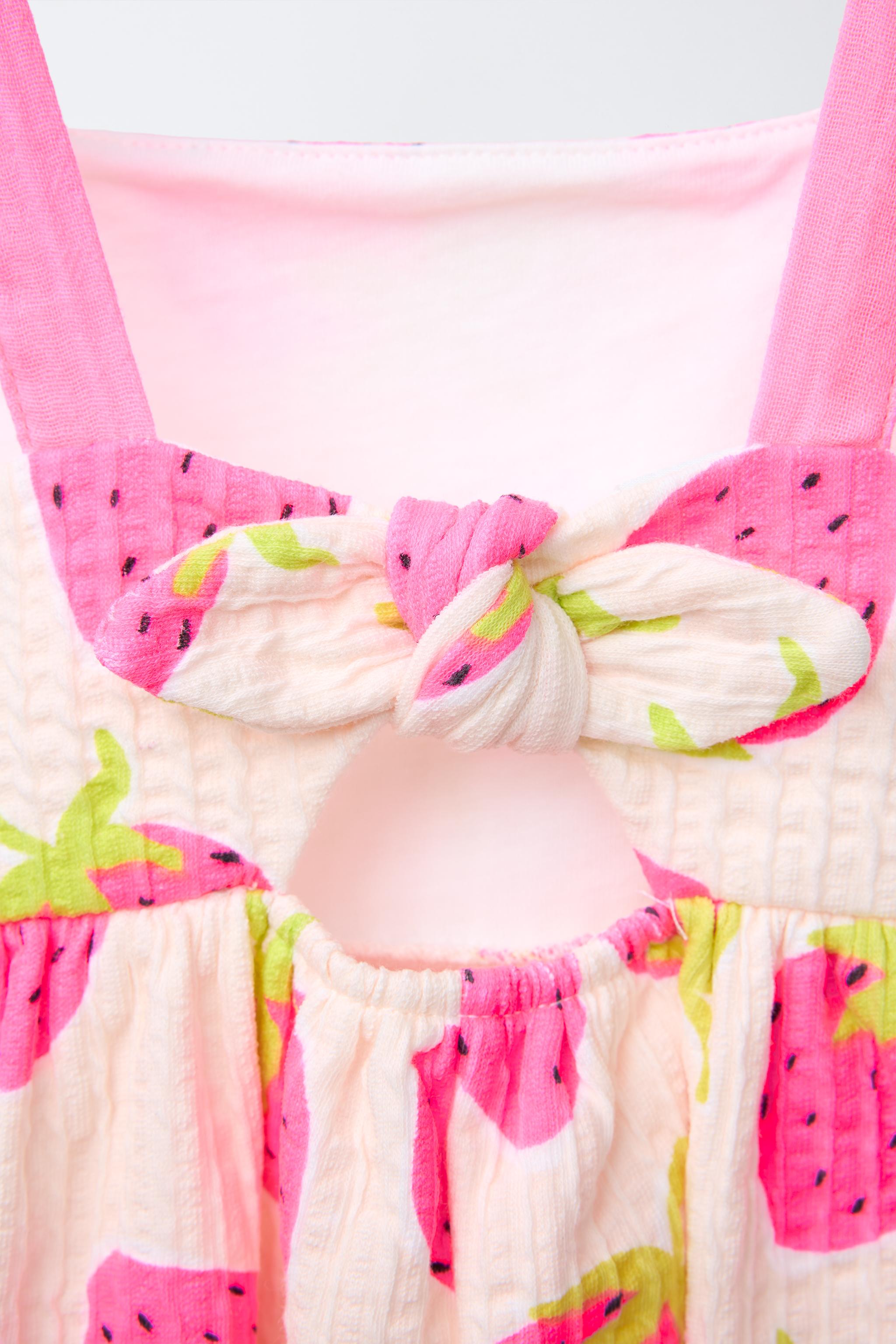 TEXTURED PRINTED BOW DRESS